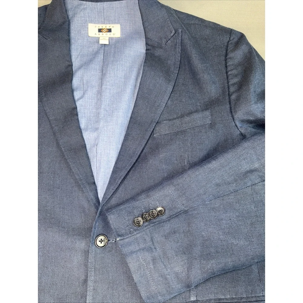 Joseph Abboud Sports Coat 44R 100%‎ Linen Two Button Blue Lined Blazer